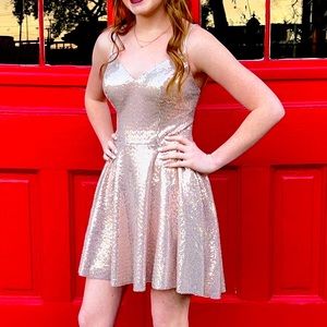 Rose Gold sequenced homecoming / formal dress. Size 0